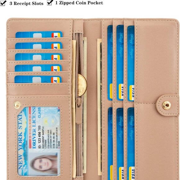 Slim Leather Wallet Women RFID Blocking Bifold Clutch Zodiac Signs - Picture 2 of 7